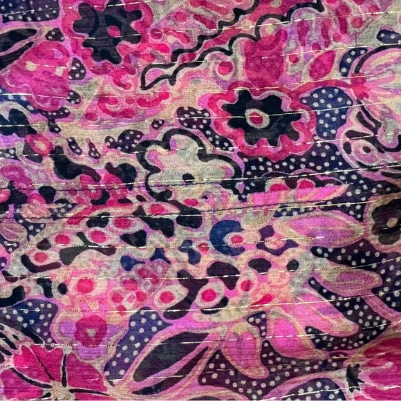 A.L.C. Hayley Floral & Metflutter Sleeve Silk Blend Top - Pink Size 4 - Picture 6 of 7